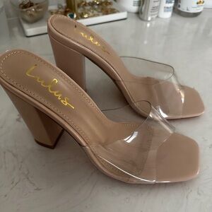 Lulus nude slip on block heel